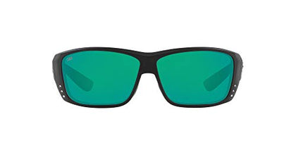 Costa Del Mar Men's Cat Cay Polarized Rectangular Sunglasses, Blackout/Copper Green Mirrored Polarized-580G, 61 mm