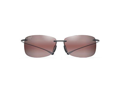 Maui Jim Men's and Women's 'Akau Polarized Rimless Sunglasses, Black Gloss/Maui Rose®, Large