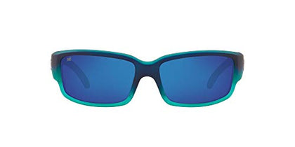Costa Del Mar Men's Caballito Polarized Rectangular Sunglasses, Matte Caribbean Fade/Grey Blue Mirrored Polarized-580G, 59 mm