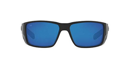 Costa Del Mar Men's Blackfin Pro Polarized Rectangular Sunglasses, Matte Black/Blue Mirrored Polarized-580G, 60 mm