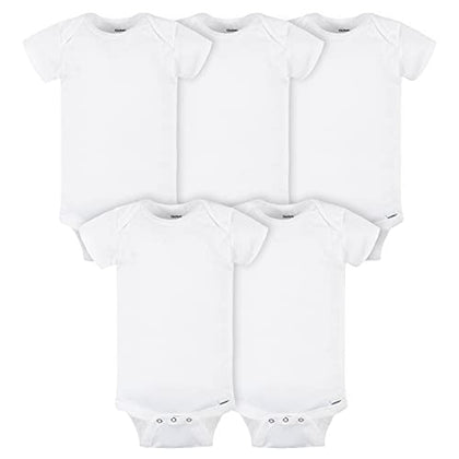Gerber Baby 5-Pack Onesies Bodysuits, Solid White, Newborn