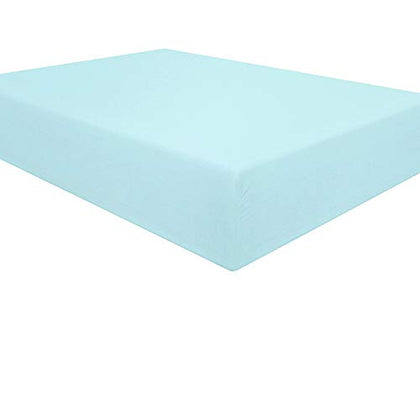 NTBAY 100% Brushed Microfiber Twin Fitted Sheet, 1800 Super Soft and Cozy, Wrinkle, Fade, Stain Resistant Deep Pocket Fitted Bed Sheet Only, Aqua
