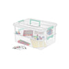 Sterilite 1427CLR Stack & Carry - 2 Layer Box, Clear Lid & Blue Handle, See-through layers