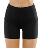 THE GYM PEOPLE High Waist Yoga Shorts for Women Tummy Control Fitness Athletic Workout Running Shorts with Deep Pockets (X-Small, Black)