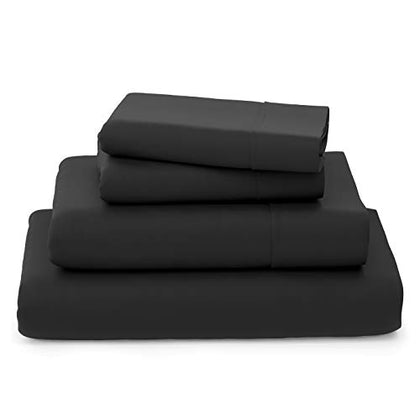 Cosy House Collection Luxury Bamboo Sheets - Blend of Rayon Derived from Bamboo - Cooling & Breathable, Silky Soft, 16-Inch Deep Pockets - 4-Piece Bedding Set - Queen, Black
