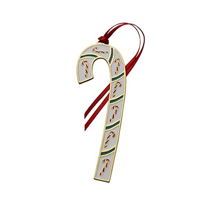 Wallace 41st Edition Gold Plated & Enameled Candy Cane Ornament, Multicolor