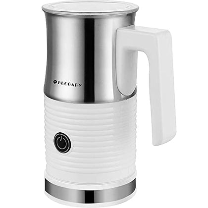 Huogary Electric Milk Frother and Steamer - Stainless Steel Milk Steamer with Hot and Cold Froth Function, Automatic Foam Maker, 120V (White)