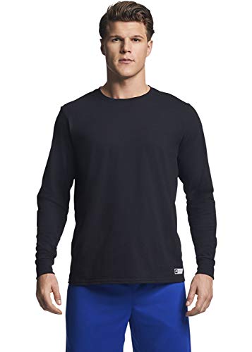 Russell Athletic mens Cotton Performance Long Sleeve T-Shirt, Black, S