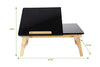 Mind Reader Bamboo Lap [Tilting Top With Side Drawer] Breakfast Tray for Bed, Computer Laptop Desk For Adults, Black, 8? L x 20.88? W x 13? H