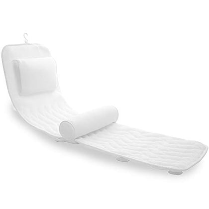 AEROiVi Full Body Bath Pillow with Lumbar Pillow Bathtub Cushion with 14 Suction Cups 3D Air Mesh Fit Any Tub Luxury Bathroom Accessories