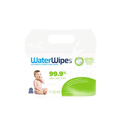 WaterWipes Plastic-Free Textured Clean, Toddler & Baby Wipes, 99.9% Water Based Wipes, Unscented & Hypoallergenic for Sensitive Skin, 240 Count (4 packs), Packaging May Vary
