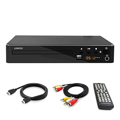 LP-099 Multi Region Code Zone Free PAL/NTSC HD DVD Player CD Player with HDMI AV Output & Remote & USB Input & MIC Input - Compact Design