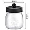 Farmhouse Rustic Decorative Mason Jars, Bathroom Vanity Storage Organizer Canisters,Cute Glass Apothecary Jars with Stainless Steel Lid for Cotton Swabs,Rounds,Balls,Floss picks,4 Pack (Clear/Black)