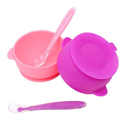 2 Pack Baby Bowls, Silicone Stay up Food Bowl for Kids and Toddlers with Improved Super Suction Base