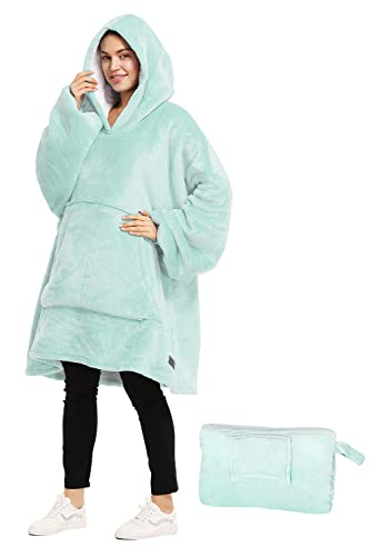 Catalonia Oversized Blanket Hoodie Sweatshirt, Wearable Sherpa Blanket Pullover, Soft Warm Comfortable Portable Travel Sweater Pillow for Adults Men Women, Gift for Her