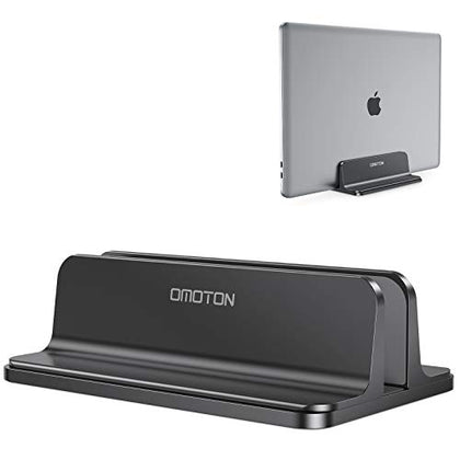 Vertical Laptop Stand Holder, OMOTON Desktop Aluminum Stand for MacBook with Adjustable Dock Size, Fits All MacBook, Surface, Chromebook and Gaming Laptops (Up to 17.3 inches), Black