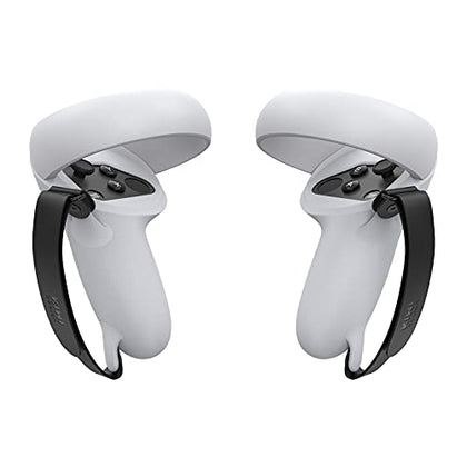 KIWI design Silicone Grip Cover Protector with Knuckle Straps Compatible with Quest 2 Accessories (Black+Gray-White)