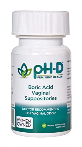 pH-D Feminine Health - 600 mg Boric Acid Suppositories - Woman Owned - for Vaginal Odor Use - 36?Count