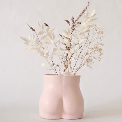 Body Vase Female Form, Butt Planter Booty Vases for Flowers w/Drainage, Speckled Matte Pink, Ceramic Cheeky Plant Pot Modern Boho Room Decor, Cute Small Chic Succulents Women Flower Vase Sculpture