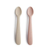 mushie Silicone Baby Feeding Spoons | 2 Pack (Blush/Shifting Sand)