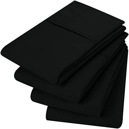 Utopia Bedding Queen Pillowcases - 4 Pack - Envelope Closure - Soft Brushed Microfiber Fabric - Shrinkage and Fade Resistant Pillow Covers Queen Size 20 X 30 Inches (Queen, Black)