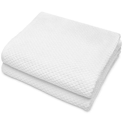 COTTON CRAFT- Euro Spa Set of 2 Luxury Waffle Weave Bath Sheets, Oversized Pure Ringspun Cotton, 35 inch x 70 inch, White