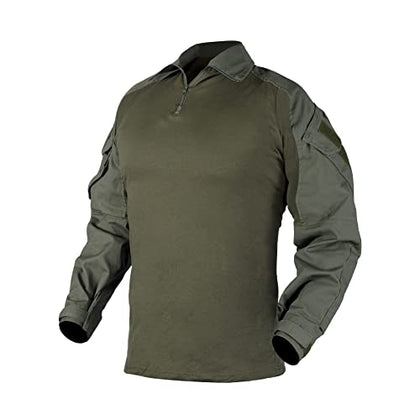 IDOGEAR Men G3 Combat Shirt with Elbow Pads Rapid Assault Long Sleeve Shirt Tactical Military Airsoft Clothing (Ranger Green, Medium)