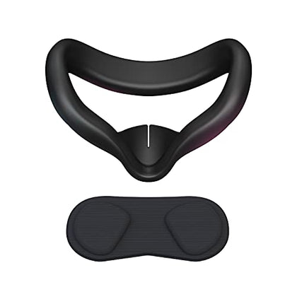 CNBEYOUNG VR Face Cover and Lens Cover Compatible with Quest 2, Sweatproof Silicone Face Pad Mask & Face Cushion for Quest 2 VR Headset, Washable Lightproof Anti-Leakage (Black)