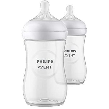 Philips AVENT Natural Baby Bottle with Natural Response Nipple, Clear, 11oz, 2pk, SCY906/02