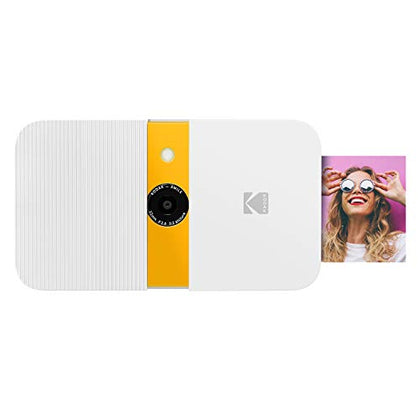 KODAK Smile Instant Print Digital Camera - Slide-Open 10MP Camera w/2x3 ZINK Printer (White/ Yellow)
