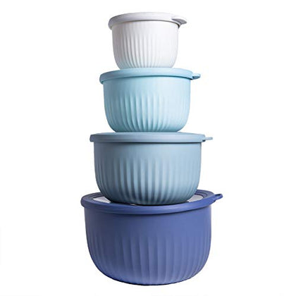 COOK WITH COLOR Prep Bowls with Lids- Deep Mixing Bowls Nesting Plastic Small Mixing Bowl Set with Lids (Blue Ombre)