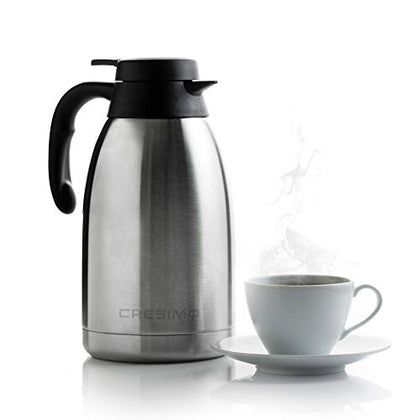 Thermal Coffee Carafe 68 oz - 24 Hours Hot Beverage Dispenser, Insulated Stainless Steel Double Walled Vacuum Flask - Coffee Carafes For Keeping Hot Coffee & Tea, Coffee Dispenser & Tea Dispenser