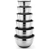 P&P CHEF Black Mixing Bowl with Lid Set of 6, Stainless Steel Nested Mixing Bowls for Kitchen Mixing, Stirring & Food Preparation, Size 0.7, 1, 1.5, 2, 2.6, 4.6 Qt, Tight-fitting Lid & Non-Slip Base