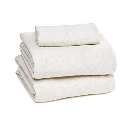 Amazon Basics Cotton Jersey 3-Piece Bed Sheet Set, Twin, Oatmeal, Solid