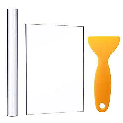 Acrylic Clay Roller with Acrylic Sheet Backing Board Assisted Shovel Rubber Clay Tools/Moulds Acrylic Ultra-Light Clay Hand-Made DIY Tool Materials 3+ Years Old