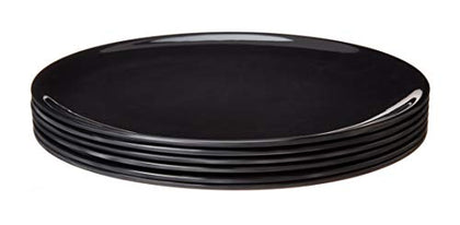 Amuse Home Bayview Essentials- Chip-Resistant Large Daily Melamine Round Dinner Plate- Set of 6-11 inches (Black)