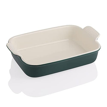 Sweejar Porcelain Baking Dish, Casserole Dish for Oven, 13 x 9.8 Inch Rectangular Bakeware, Lasagna Pan Deep with Handles for Cooking, Cake, Dinner, Kitchen, Banquet and Daily Use (Jade)