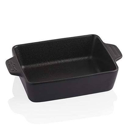 Sweejar Ceramic Baking Dish, Rectangular Small Baking Pan with Double Handles, 22OZ for Cooking, Brownie, Kitchen, 6.5 x 4.9 x 1.8 Inches(Black)