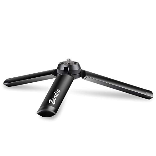 Zeadio Metal Mini Tripod, Desktop Tabletop Stand Compact Tripod for Smooth 4, Osmo Mobile, Vimble 2, Gimbal Handle Grip Stabilizer and All Cameras Black