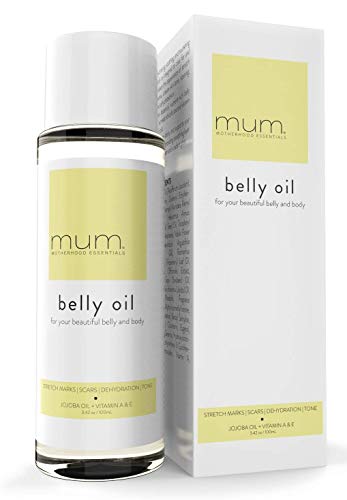Mum. Motherhood Essentials® Premium Organic Belly Oil (3.42oz), Maternity Stretch Mark Oil,Prevent,Heal Remove Stretch Marks & Scars, Safe For Pregnancy, Dermatologist Recommended, Maternity Essential