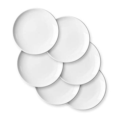 DELLING Ceramic Appetizer Plates, 7 Inch White Dessert Plates/Salad Plate, Small Dinner Plates for Snacks, Side Dishes, Round Serving Plates Set of 6, Microwave & Dishwasher Safe