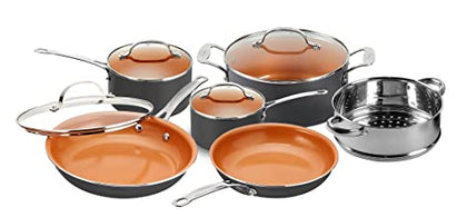 Gotham Steel 10 Piece Pots and Pans Set Nonstick Cookware Set with Ultra Nonstick Ceramic Coating by Chef Daniel Green, 100% Non Toxic, Stay Cool Handles, Metal Utensil / Dishwasher Safe -2023 Edition