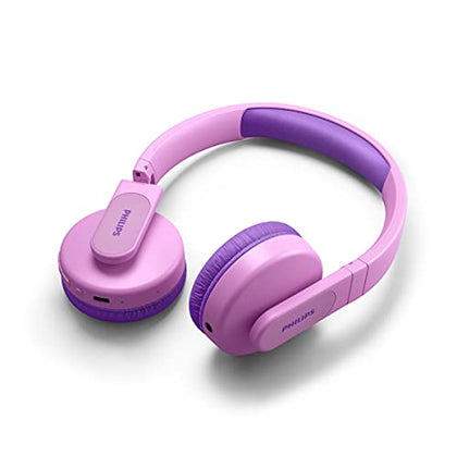PHILIPS K4206 Kids Wireless On-Ear Headphones, Bluetooth + Cable Connection, 85dB Limit for Safer Hearing, Built-in Mic, 28 Hours Play time, Parental Controls via Headphones