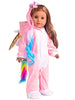sweet dolly 18 Inch Doll Clothes Unicorn Onesie Pajamas Rainbow Color Hair Bow Clips Costume Fits 18 Inch Doll (Doll Not Included)