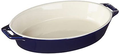 STAUB Ceramics Oval Baking Dish, 9-inch, Dark Blue