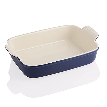 Sweejar Porcelain Baking Dish, Casserole Dish for Oven, 13 x 9.8 Inch Rectangular Bakeware, Lasagna Pan Deep with Handles for Cooking, Cake, Dinner, Kitchen, Banquet and Daily Use (Navy)