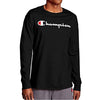 Champion Long Sleeve, Classic T-Shirt for Men (Reg. or Big & Tall), Black Script, XX-Large