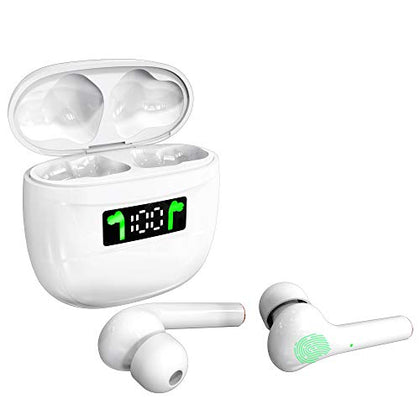 Wireless Earbuds Bluetooth Ear Buds with Mic Bluetooth 5.2 in-Ear Wireless Headphones Hi-Fi Stereo IP7 Sweatproof Wireless Earphone ENC Noise Cancelling 35 Hours for iPhone Samsung White