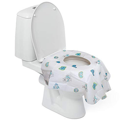 Disposable Toilet Seat Covers for Kids & Adults (6 Pack) - Germ Protect from Public Toilets - Waterproof, Individually-Wrapped, Plastic Lined for No Soak Thru, XL to Cover the WHOLE Toilet - Unisex