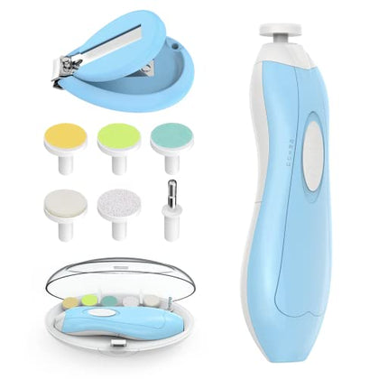 Lupantte Baby Nail Filer and Baby Nail Clippers with Light Set, Electric Infant Nail Trimmer Kit, Safe Baby Grooming Kit, for Newborn Toddler Kids Toes and Fingernails, Polish and Trim